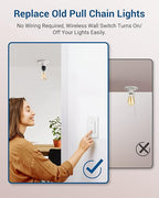 DEWENWILS Remote Control Light Socket, Wireless Light Switch for Pull Chain Light Lamp Fixtures, 100FT Range, No Wiring Needed, ETL Listed(1 Wall Mounted Controller+1 Bulb Base, Shorter Version)