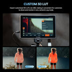 VILTROX DC-L2 7 inch SDI Camera Monitor, 1280x800 IPS HD Touch Screen Camera Field Monitor with 4K HDMI & SDI in/Out, 600 Nit, 3D LUT, Focus Peaking, Video Assist, Full Waveform, F550 Battery