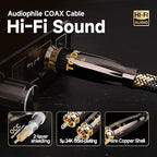 TODN HiFi Digital Coaxial Audio Cable for Audiophile 75-Ohm SPDIF Coax with O-C-C Core, Dual Shielded, 24K Gold-Plated Plug (3ft /1m)
