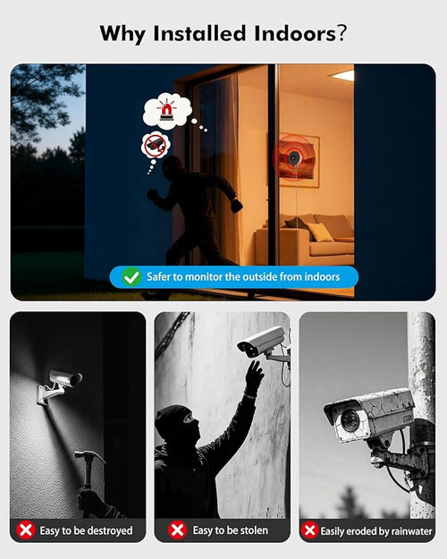 3MP 2K Window Security Camera, 5G & 2.4GHz WiFi Indoor Camera for Home Security with Starlight Color Night Vision, 24/7 Recording, Motion Detection, Easy & Quick Window Mount for Outdoor Monitoring