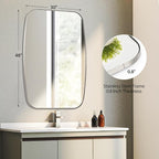 Brushed Nickel Bathroom Mirror, 30"×48" Oval Vanity Mirror with Stainless Steel Metal Frame, Silver Oblong Wall Mount Mirror for Bedroom, Living Room