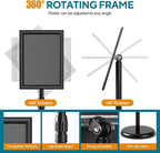 USCNC Sign Holder Stand 8.5x11 inch - Adjustable Floor Standing Sign Holder -Snap open frame,360° Rotation for Malls,Schools,Restaurants (Black 4 Pack)