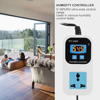 Digital Humidity Controller Humidity Detector Controlling Device, Air Humidity Controller with LCD Display, Humidity Moisture Controlling Switch Socket for Home Warehouse Greenhouse(US Plug)