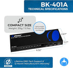 OREI 8K eARC HDMI 2.1 Switch 4x1, Switcher with Audio Extractor UltraHD Supports Upto 4K @ 120Hz PS5, Xbox, Gaming, Remote Contorl IR EDID HDCP 2.3 - Optical Out, L/R Headphones (BK-401ARC)