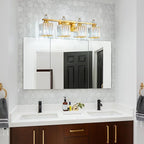 FDPBY Vanity Lights 4-Light Modern Crystal Vanity Light Gold Bathroom Light Fixtures Over Mirror Crystal Bathroom Vanity Lighting Fixtures