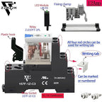 12Amp Power Relay Switch with Test Button SPDT 1NO 1NC with LED Indicator Light and Socket Base UL Certification (5 Pin- 12A, DC 24V)
