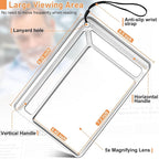 5X Full Page Magnifying Glass for Reading, Lightweight Rectangular Magnifier Provides Large Book Page Viewing Area, Handheld Magnifier for Reading Small Prints for Seniors, Low Vision-Silver