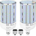 XYCN 2 Pack 240W Corn LED Light Bulb Fanless,5000K Daylight(2400 Watt Equivalent) E26/E39 Large Mogul Base LED Cob Lamp 34,800LM for Outdoor Indoor Garage Warehouse Factory Workshop Street Backyard