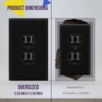 ENERLITES Duplex Receptacle Outlet Wall Plate, Jumbo Electrical Outlet Cover, Gloss Finish, Oversized 1-Gang 5.51" x 3.50", Polycarbonate Thermoplastic, 8821O-BK, Black