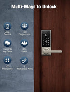 Smart Lock Doorbell Fingerprint Smart Door Lock Deadbolt for Homeowners or Parents Door Lock with Camera and Door Handle for Renters, Keyless Entry Door Lock for Front Door (Contour Bronze)