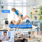CINMOORE 3K Indoor Camera with 64GB Card, Human/Pet/Facial AI Detection, Dog/Cat/Pet Camera Indoor with Phone APP, 5GHz 2.4GHz Dual Band Wi-Fi 6, 360 Pan Tilt Auto Tracking, Night Vision, 2-Way Talk