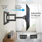 Pipishell TV Wall Mount, Full Motion Wall Mount with Dual Arms, Swivel, Extension for 26-65 inch Flat or Curved TVs up to 99 lbs, Max VESA 400x400mm, 3 Bracket Heights, Fits 12″/16″ Wood Studs, PIMF4
