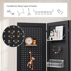 Bonnlo 4/6 Panel Pegboard Freestanding, 5 FT Portable Display Board Organizer for Craft Show Jewelry, Wooden Folding Privacy Screen Room Divider (Black, 6 Panel with Base)