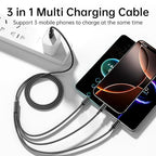 Multi USB Charging Cable 3A, (2Pack 6.6FT)3 in 1 Fast Charger Cord Connector with Dual Phone/Type C/Micro USB Port Adapter, Compatible with Tablets Phone 12 11 Pro 8 7 6 Samsung Galaxy(Charging Only)