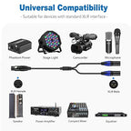 LanSenSu XLR Female to 2 XLR Male Patch Y Cable, Balanced Microphone Splitter Cord, Audio Adaptor, 11.8 Inches (2Pack)