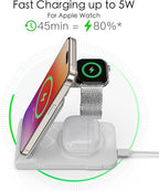 3 in 1 Charging Station for Multiple Devices,Travel Wireless Charging Station, Foldable Charger for iPhone 17 Air 16 15 14 13 12 Series,& Android Phone,& iWatch (USB-C Adapter Included)