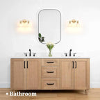 Shenmoyl Bathroom Light Fixtures, 2-Light Brass Vanity Wall Light Over Mirror with White Tulip Glass Shade for Bedroom Living Room (Bulb Not Included)