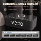 Dual Alarm Clock Radio Bedroom, Digital Alarm Clocks Bedrooms Bluetooth, Up to 10 Bedroom Alarms Clock White Noise 23 Soothing Sounds App/Button Control Snooze 12/24H FM Speaker Charging, Black
