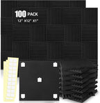 HWLIYUTAI 100 Pack Acoustic Panels 1 X 12 X 12 Inches - Acoustic Foam Studio Foam Wedges High Density Panels Soundproof Wedges Charcoal …