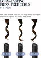GLAMPALM Curling Iron 1 1/4" - Long Barrel Ceramic Hair Curler for Women, Korea's No.1 Salon Hot Tool, 5 Temps & 30s Heat-up, 3D Swivel Cord & Dual Voltage, Black (GP628)