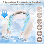 AI Portable Neck Fan with 6 Powerful Speeds, 8000mAh Battery Operated USB-C Rechargeable Fan, Hands-Free 360° Cooling Neck Fan,Twistable,Ultra-Quiet Personal Fan for Women Men Office Travel(Champagne)