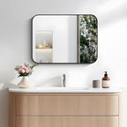 FORBATH Bathroom Mirror for Over Sink 18x24 Inch Black, Rectanglar Wall Mirror with Metal Frame, Rounded Corners for Bathroom, Bedroom, Entryway Decor (Horizontal or Vertical)