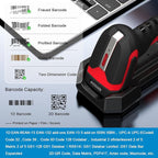 Symcode 2D QR Industrial Barcode Scanner with Wireless Charging Stand, Rugged Heavy Duty 2000 Feet Transmission Distance 433Mhz 2-in-1 Bluetooth & Wireless Hands-Free Barcode Reader for Laptop Tablet