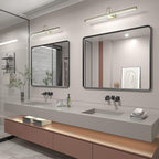 48x32 Black Bathroom Mirror for Wall, Matte Black Metal Framed Rectangle Bathroom Vanity Mirror, Rounded Corner, Anti-Rust, Shatterproof (Horizontal/Vertical)