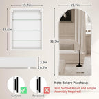 Silver Medicine Cabinet with Arched Mirror, Left or Right Opening, Mirrored Medicine Cabinet Wall Mounted, Bathroom Vanity Mirror with Storage, Adjustable Shelves, Not Recessed, 16x32 inch