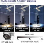 ocioc Ceiling Fans with Lights,52 Inch Low Profile Ceiling Fan with Remote,Quiet Reversible DC Motor,Dimmable LED,6 Speeds,Modern Ceiling Fan for Bedroom,Living Room(Silver)