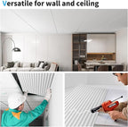 Art3d 12-Pack Slat Design 3D Wall Panels for Interior Wall Decor, 2x4 FT PVC Decorative Drop Ceiling Tiles - White