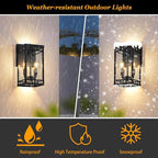 13.5” Dusk to Dawn Sensor Outdoor Wall Lights - 2-Light Large Exterior Lighting Fixtures, Waterproof Porch Lights for Garage, Front Door, Patio & House, Porch Light with E12 Base,Matte Black,1 Pack