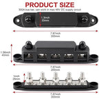 Tuijodaix 300A Bus Bar 5 Post 12V-48V DC Power Distribution Block,5 * 3/8"(M10) Battery Terminal Studs with Cover and Wire Lugs for Wiring,Automotive,Marine,Battery busbar (Red&Black)