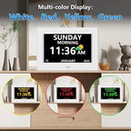 LXBYJKJ 7 Inch Digital Clock with Day and Date for Elderly Alzheimer's Clock Customizable Alarms 3 Display Modes Large Font Alarm Clock for Seniors Auto DST White