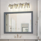 METWET Bathroom Light Fixtures, 4-Light Modern Vanity Light with Clear Glass Wine Glass-Shaped Shade, Vanity Lighting Fixtures Over Mirror, Brushed Nickel, VL155-BN-4
