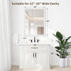 White Wood Effect Framed Wall Mirror, 24x32 Rectangle Mirror, Anti-desilvering Tempered Glass, Sustainable& Sturdy Frame, Anti-Rust, HD Reflection &3min Fast Setup for Bathroom Living Room