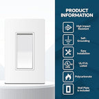 ThunderWay 3 Way Matte White Light Switch with Cover Plate, 15A 120/277 V Three Way Decorative Paddle Switches, Self-Grounding, Residential and Commercial Grade, UL Listed, 10 Pack