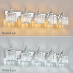 BBLLWJ Crystal Vanity Lights Chrome 5 Light Bathroom Light Fixtures Over Mirror Modern Vanity Light for Bathroom