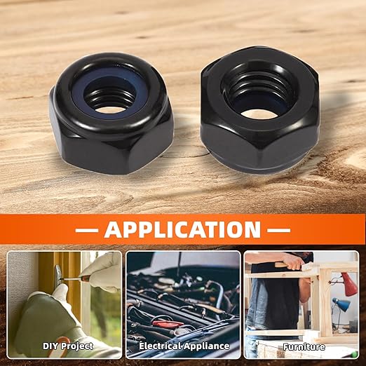 MewuDecor 1/2-13 Nylon Insert Hex Lock Nuts Locknuts, 304 Stainless Steel 18-8, Black Oxide, 25 PCS