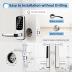 Smart Door Lock with Handle,Keyless Entry Door Locks, 8-in-1 Fingerprint Keypad Exterior Lock - Smart Locks for Front Door - Digital Electronic Smart Lock with Code & APP Control (Silver)