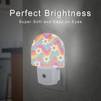 sndheke Groovy Hippie Daisies Flowers Night Light for Kids,Retro Rainbow Wavy Floral Night Light Plug in with Dusk to Dawn Sensor,0.5w Energy Saving Nightlight for Hallway Stairway Kitchen Bedroom
