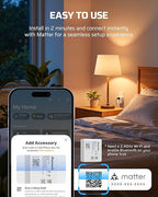 DEWENWILS Matter Plug in Dimmer Switch for Lamp, Works with Alexa, Compatible with Google Home & SmartThings APP Voice Wireless Dimmer Button Control, Dimmable LED/Tungsten Bulbs, 2.4G Wi-Fi, White