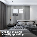 Art3d 8-Pack WPC Slat Wall Panel for Interior Wall Decor, Decorative Fluted Accent Wall Covering Panel for Living Room Bedroom TV Background Office, 96 x 6 Inch - Slate