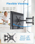 Full Motion Articulating Swivel TV Monitor Wall Mount Bracket for 13'' to 43'' TVs Articulating Arms Swivel Tilt Extension Rotation for Corner RV Motorhome Max VESA 200x200 Max Load 48 lbs