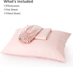 Bedsure Cooling Sheets Twin, Rayon Derived from Bamboo, Breathable & Soft Twin Sheets Set, Deep Pocket Up to 16 Inches, Hotel Luxury Silky Bedding for Hot Sleepers, Pink