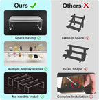Blaithom Acrylic Display Riser Stand,4Pcs 12'' Length Tier Display Stands, Thickened to 0.2''(5mm) Acrylic Shelf Risers for Perfume Display,Risers for Buffet Table,Cupcake Stand,Pop Figurines,Tumbler,Food