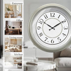 FOUNTAIN DESIGNS Galaxy 18" Large Luminous Atomic Clock with Night Light, Lighted Wall Clocks for Bedroom or Livng Room Decor,Morning Silver Finish,House Warming Gifts New Home