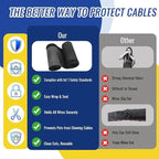 Flauzmann 1/2" - 6.6FT Chew Proof Cat Cord Protector（Hook & Loop Split Sleeve for Pets - Cat/Dog Proof Cable Management Sleeve for Office USB Computer Audio Cables, Flexible Wire Cover - Black