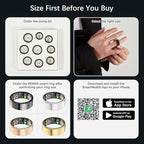 Smart Health Ring for Women Men, Fitness Tracker Ring with Heart Rate, Blood Oxygen, Sleep Tracker, Step Tracker, No Subscription Fee, IP68 Waterproof Smart Ring for iPhone & Android (Gold, 13#)