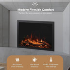Modern Ember Highmark Traditional 30 Inch Built-in Smart Electric Fireplace Insert with Remote Control | Alexa/WiFi Enabled | Electric Firebox Heater with Multi-Color Flames | 1500W